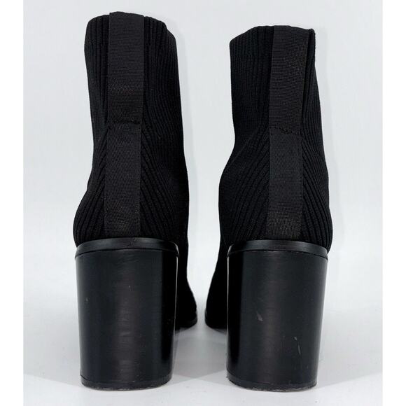 LULUS Farlie Ribbed Knit Pointed Toe Sock Boots Black Size 8 Block Heel Ankle - Picture 4 of 10